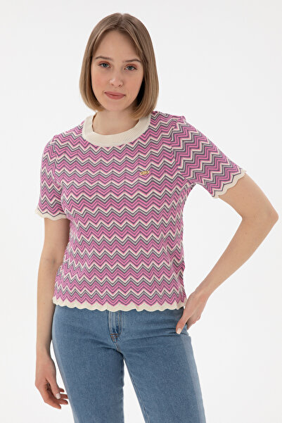 U.S. Polo Assn. Kadın Fuşya Bisiklet Yaka Triko Tişört 50306835-VR023