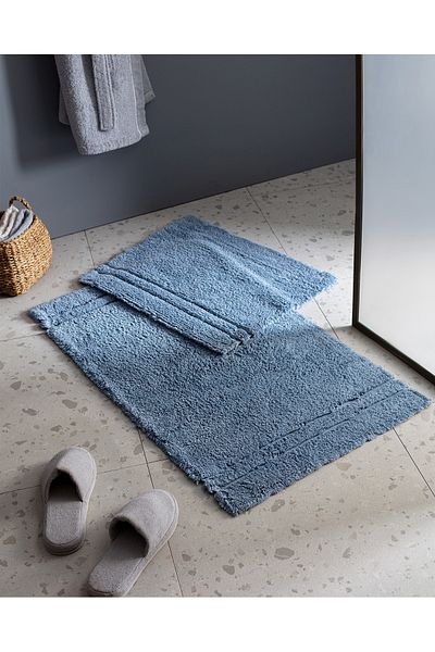 Madame Coco Farges 2 Pack Cotton Bath Mats - Indigo