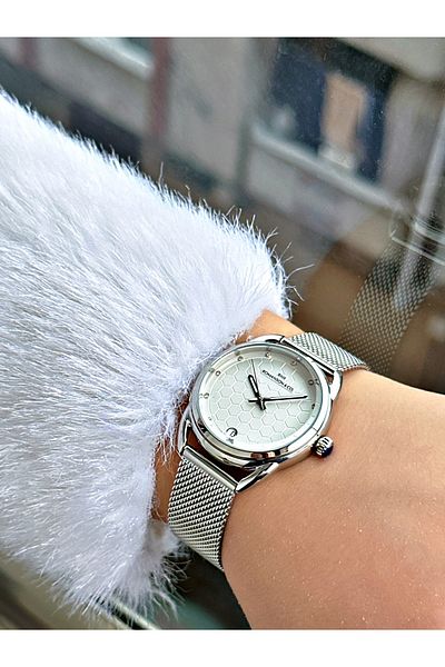 Romanson Special Design Calendar Straw Cord Silver Color Steel Case Women's Wristwatch 1356.01