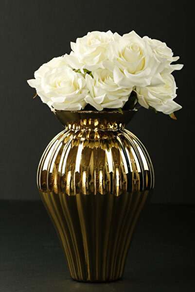 Evcihome Evci Home Özel Tasarım Parlak Çizgili Vazo