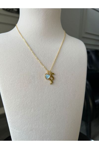 Store Letter S Necklace - Heart Shaped Charmed Steel Chain
