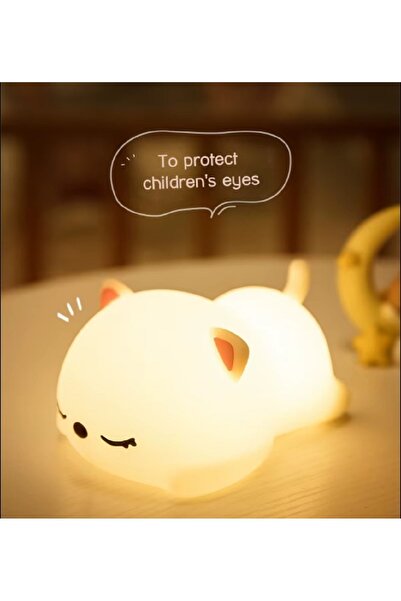 hediyeconcepti Renk Değiştiren Silikon Gece Lambası Şarj Edilebilir Karikatür Çocuklar İçin Masa Lambası
