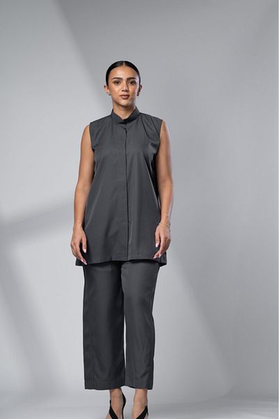 outline Grey 2 Piece Set Under Abaya