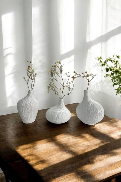 Paradise Work Textured Chubby 3-Piece Minimal Vase