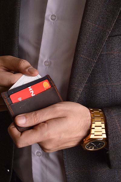 Jewelmim Dark Brown Crazy Leather Card Holder - 100% Real Handmade, Genuine Leather for Men & Women - Dr1133Kk