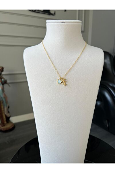 Store F Letter Necklace - with Heart Charm and Chain