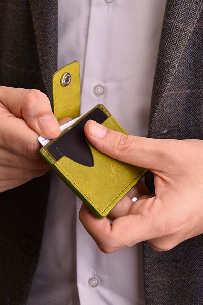 Jewelmim Green Crazy 100% Real Handmade Men and Women Genuine Leather Card Holder - Dr1130Ys