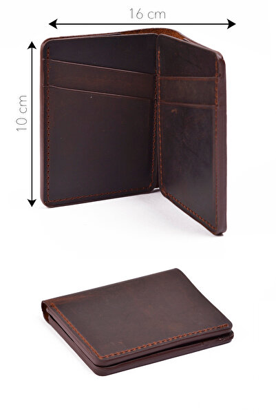 Jewelmim Dark Brown Crazy Horizontal 100% Real Leather Men's Wallet Genuine Leather Wallet & Card Holder - Dr1122Kk