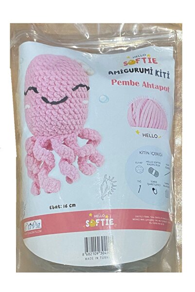 BALIM ÖRGÜ EVİ Tig Work Amigurumi Kit "Pink Octopus" 16 cm