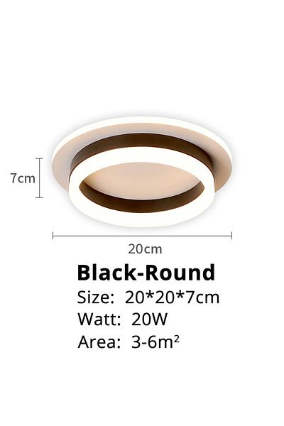 QIYIMEI Three Colors Round-20cm-black Modern Led Chandelier Indoor Lighting For Corridor Hallway Surface Mou