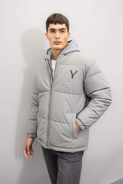 DeFacto Hooded Puffer Jacket with Zipper Pockets