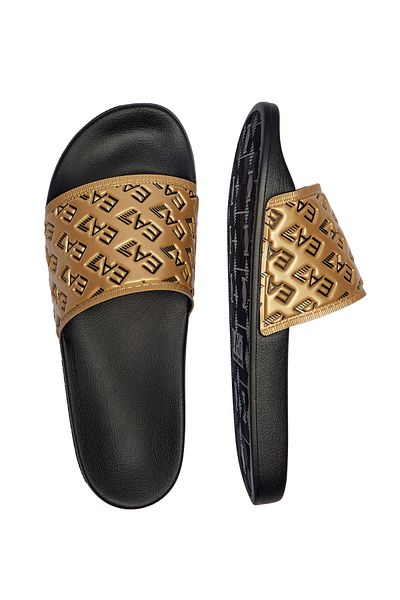 EA7 Papuci unisex EA7 cu talpă plată, papuci negru-auriu 7X 000109   AF15125-PC001