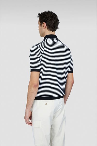 PAUL&SHARK Men's Regular Fit Horizontal Striped 100% Cotton Short Sleeve Black-White Polo Neck T-Shirt 25411613 -217