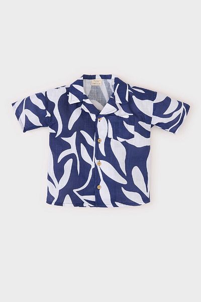 DeFacto Baby Boy Patterned Flared Poplin Short Sleeve Shirt E2024A525Sm