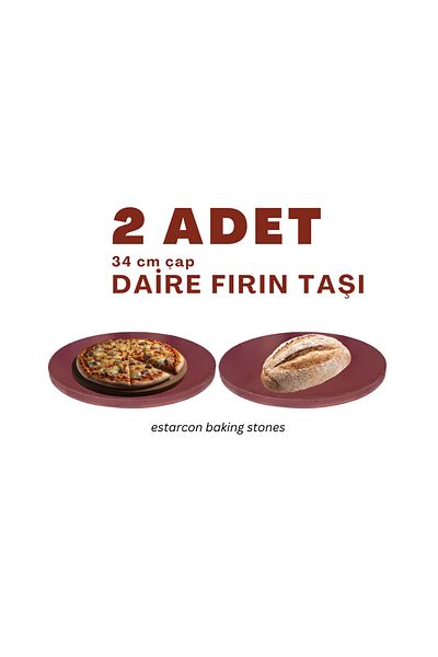 EstarconBakingStone 2 Pieces 34 cm Diameter Circle Baking Stone Pizza Stone Baking Stone Bread Stone