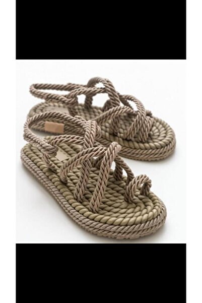 rabellashoes rabella hasır model vizon renk sandalet