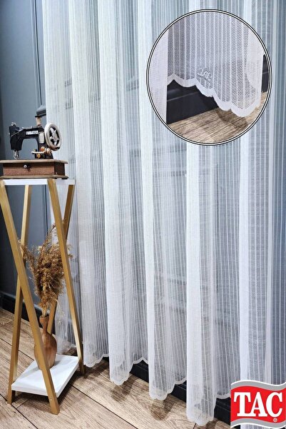Taç New Model Pharbateks Planting Knitted Line - Color Patterned 2 Layer Pleated Tulle Curtain