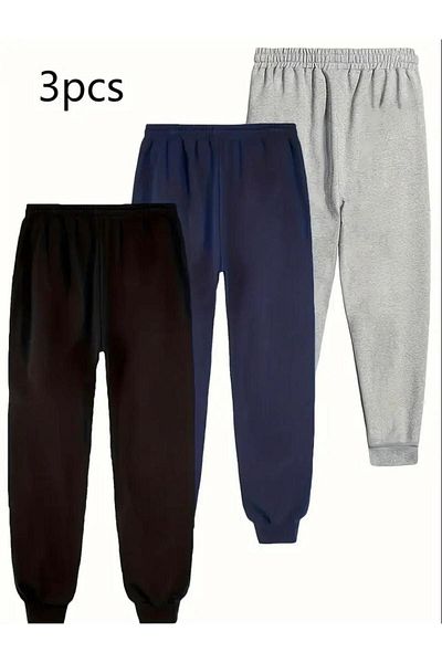 K&S Σετ 3 Μαύρο Navy Blue Grey Opportunity Προϊόν Unisex Κανονική εφαρμογή Φούτερ με λάστιχο στο πόδι