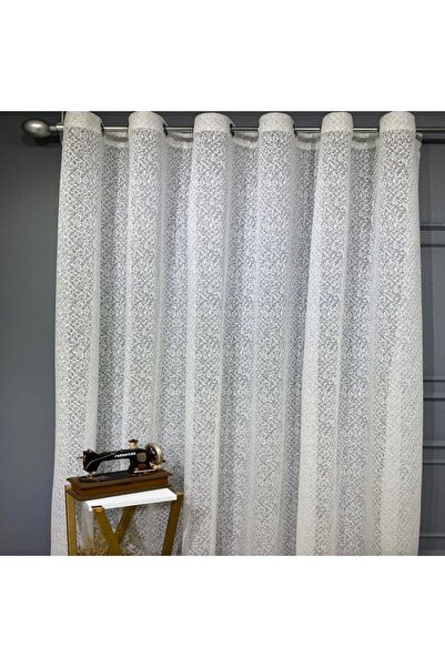 farbateks Ecru Cream Illusion Rustic Eyelet Tulle Curtain