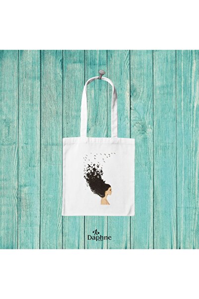 Daphne Organic Cloth Bag // Raw 220 g Gabardine Fabric // Women, Freedom, Birds