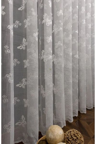 farbateks Children's Room Butterfly Patterned 2 Layer Pleated Tulle Curtain