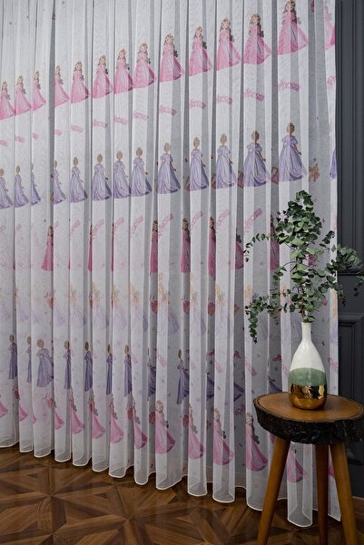 farbateks Colorful Children's Room - Princess Model, 2 Layer Pleated Tulle Curtain