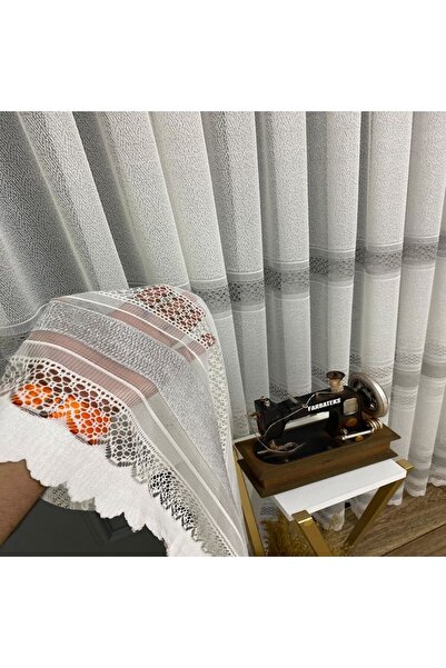 farbateks New Design Paris Gray Silver 2 Layer Pleated Tulle Curtain with Intermediate Tape