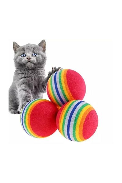 Pribor Colorful Sponge Cat Toy - 3 Teething and Device Play Balls
