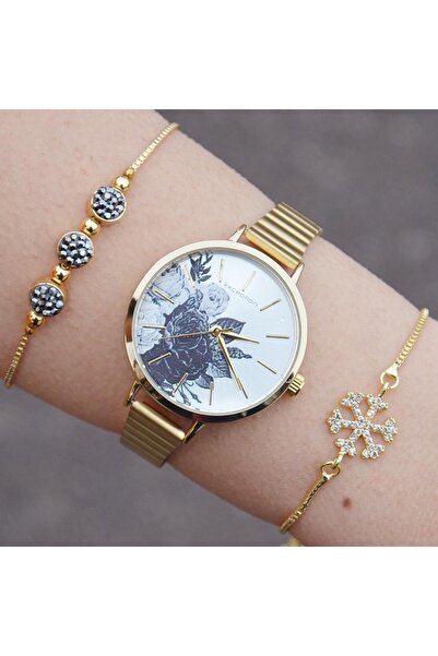 Exception Gold Metal Kordon Kadın Saat Kombini 1215
