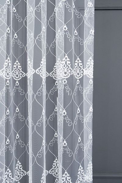 farbateks Selçuklu Damask Embroidered 1e3pleated Living Room Tulle Curtain