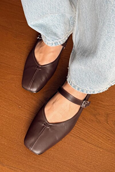 nope21shoess Μπαλαρίνες Neptune Brown από γνήσιο δέρμα