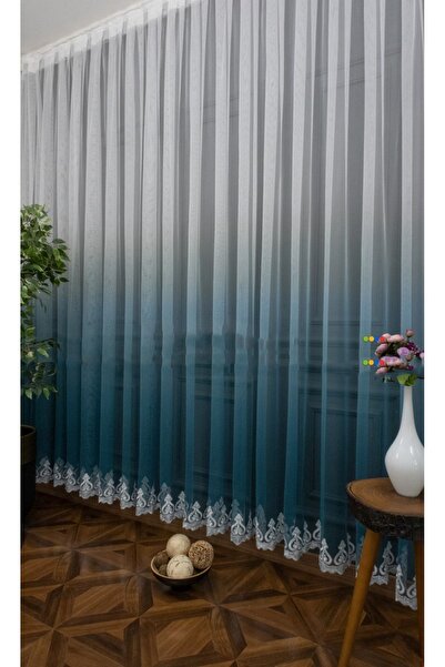 farbateks تنورة فيروزية بترولية مطرزة بالألوان بنمط متدرج تصميم تول طبقتين مطوي