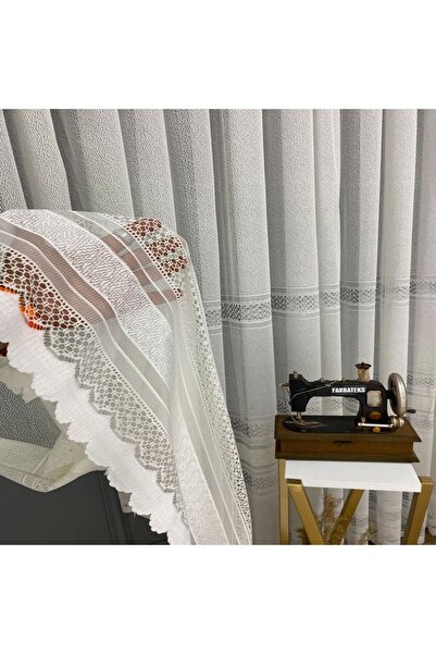 farbateks Νέος σχεδιασμός Paris White 3 στρώσεων πλισέ κουρτίνα από τούλι - με διαχωριστικά λουριά