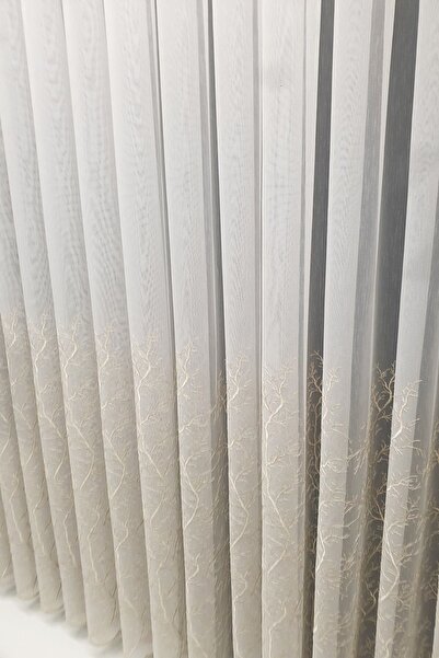 farbateks Κουρτίνα Trend Zemin Ttm - Χρυσό Κυπαρίσσι με χρυσό στολισμό, 1/3 στρώσεις πλισέ τούλι