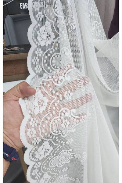 farbateks Ecru Colored Plain Designed 2 Layer Pleated Tulle Curtain