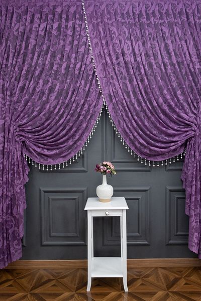 farbateks Purple Shawl Design Beaded Double Breasted Curtain Yanki Tulle Theater Model Curtain