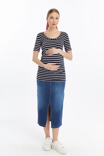 LYN MAMA Johana Maternity Denim Skirt - Blue