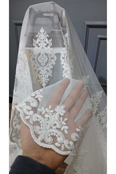 farbateks Embroidery New Eco Series Large Damask Embroidery 2 Layers Pleated Tulle Curtain