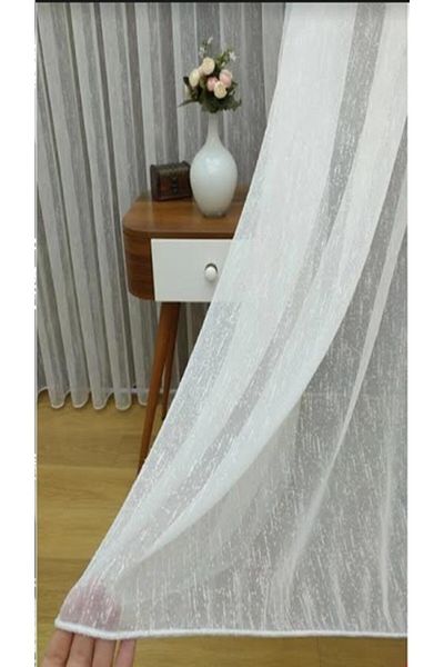 farbateks New Linen Snowy Lizard 2 Layers Pleated Tulle Curtain