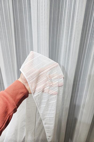 Brillant Farbateks Modern 2layer Tulle Curtain - Sewing Knitted Striped