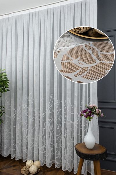 farbateks Lower Branch Pattern Model Design Does Not Want Iron Non-Wrinkle 1/3layer Pleated Tulle Curtain
