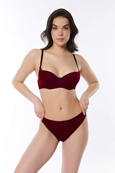 CALİENTE Set de sutien din material plin Bordo