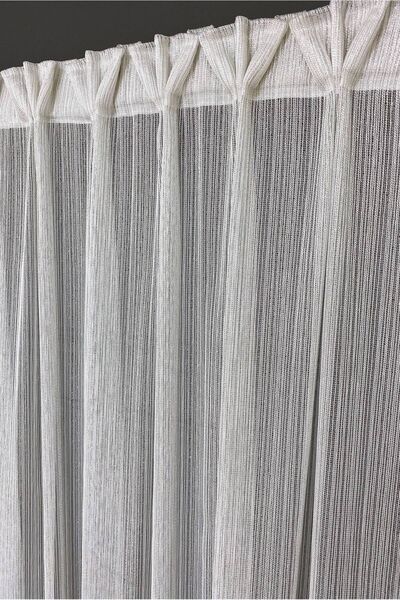 farbateks New Sewing Amarican Pleat Tulle Curtain - Silver Glitter Steel