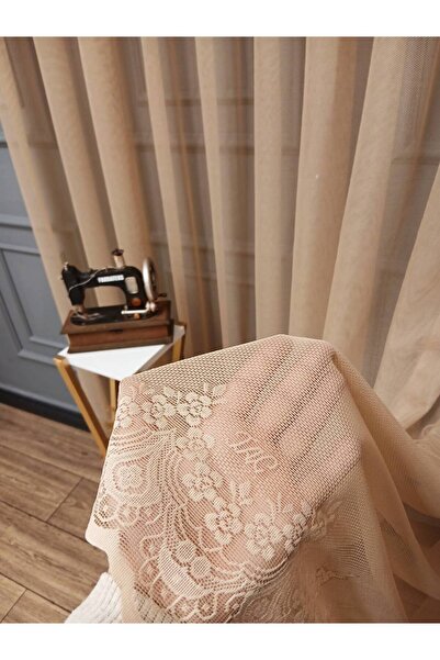 Taç Farbateks Шивашки Cemre Едноцветен плетен визон Цветен Не се изисква гладене 2-слоен плисиран тюл завеса