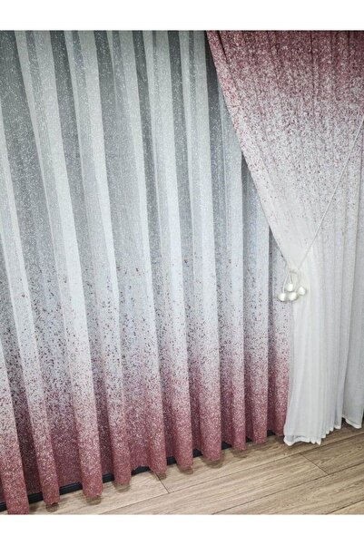 farbateks New Design Pink-Powder Serpentine Tulle Set - Right/Left Background Curtain