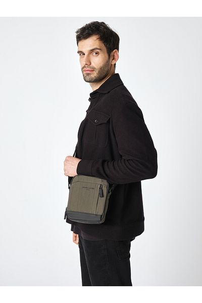 Pierre Cardin Pirre Cardin 01PC00100 GREEN Vegan Strap Shoulder Bag - Αδιάβροχη