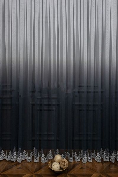 farbateks Anthracite Gray Skirt Embroidery Color Transition Pattern Style Design Tulle 2 Layers Pleated