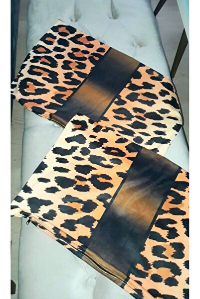 Ardizayn Leopard, 35x55 Cm Digital Printed 2-Piece Velvet Fabric Throw Pillow Cover - Double Sided Print