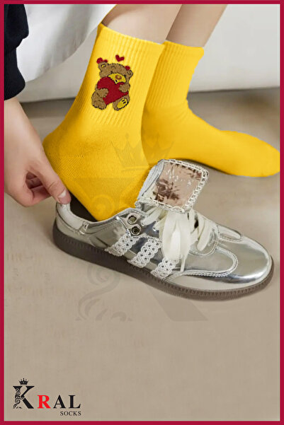 KRAL SOCKS Дамски (6 ЧИФТА) Комплект памучни чорапи Quarter Sock Soft LOVE Model, без изпотяване