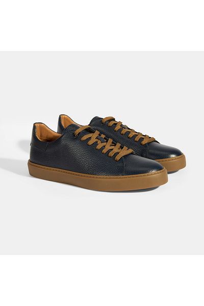 Desa Ανδρικά δερμάτινα παπούτσια Monikar Navy Blue με κορδόνια